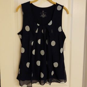 NWT NY&C Navy and White Polka Dot Top